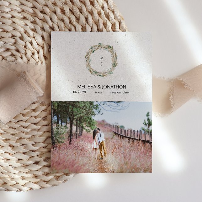 Save The Date Pastel Boho Neutral Floral Ajouter Image Enregistr (Créateur téléchargé)