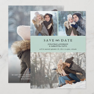 Save The Date Pastel Green Modern Photo Collage Enregistrer notr