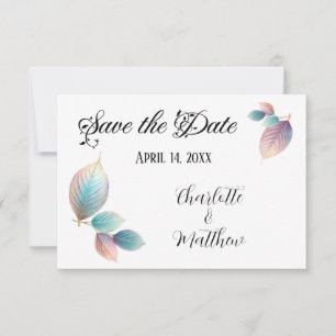 Save The Date Pastel Iridescente Feuille Mariage Dreamy Pastels