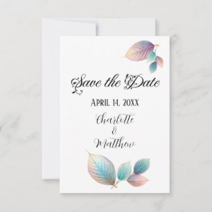Save The Date Pastel Iridescente Feuille Mariage Dreamy Pastels