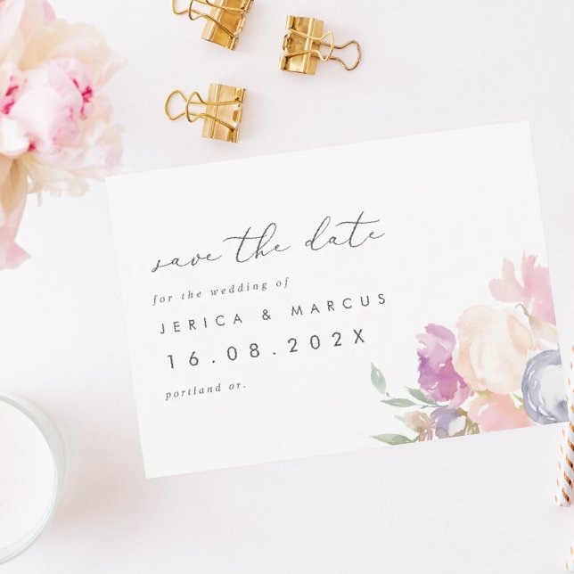Save The Date Pastel Printemps Floral Mariage Enregistrer La Dat (Créateur téléchargé)