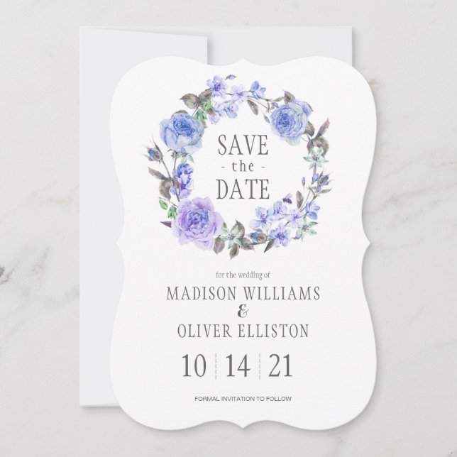 Save The Date Pastel Purple Aquarelle Florale | Enregistrer la d (Devant)