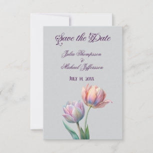 Save The Date Pastel Tulip Mariage Suite Typographie élégante