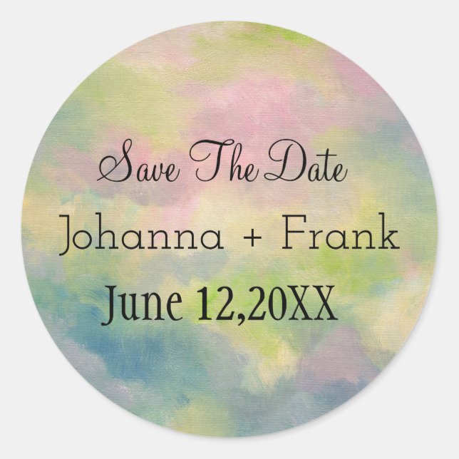 Save the Date| Pastelle Runder Aufkleber (Vorderseite)