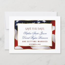 Save The Date Patriotique, Élégant États-Unis Drapeau Or Enregis