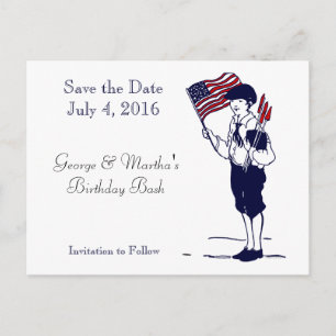 Save the Date Patriotische Flag Fireworks Postcard Ankündigungspostkarte