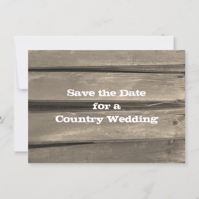 Save The Date Pays Grange mariage en bois Enregistrer la date (Devant)