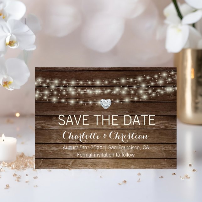 Save The Date Pays Rustique Bois Mason Jarres Mariage de coeur (Country Rustic Wood Mason Jars Heart Wedding Save The Date)