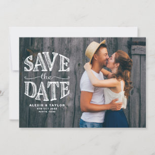 Save The Date Pays Typographie Rustique Superposition photo