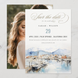 Save The Date Paysage aquarelle de Ushuaia, Argentine Photo de m
