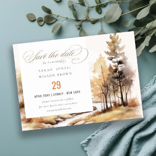 Save The Date Paysage de mariage automnal à l'aquarelle atténuée