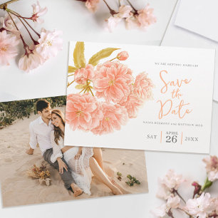 Save The Date Paysage fleuri mariage de la pêche