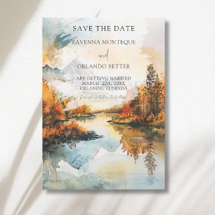 Save The Date Paysage Rustique Lac de Montagne Mariage d'Automne