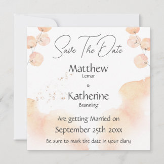 Save The Date Peach Aquarelle Moderne Sauvegarder La Date Mariag