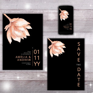 Save The Date Peach Orange Rose Moderne Floral Aquarelle Mariage