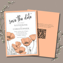 Peach Poppies Moderne Élégant Mariage Floral