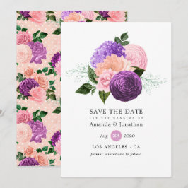 Save The Date Peach rose et Lavender violet Mariage floral