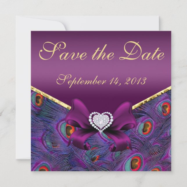 Save The Date Peacock Plum Purple Enregistrer la date (Devant)