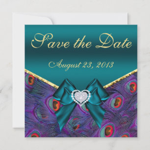 Save The Date Peacock Plum turquoise Enregistrer la date