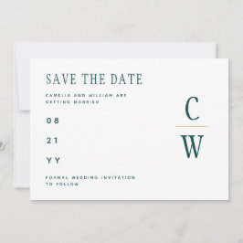 Save The Date Peacock TURQUOISE Green Gold Mariage ENREGISTRER L