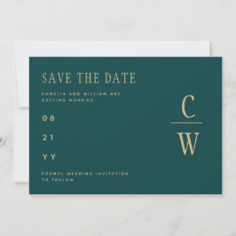 Save The Date Peacock TURQUOISE Green Gold Mariage ENREGISTRER L