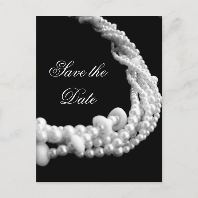 Save the Date Pearl Postcard Ankündigungspostkarte (Vorderseite)