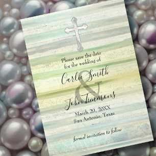 Save the Date Pearly Cross Soft Cool Color Strip