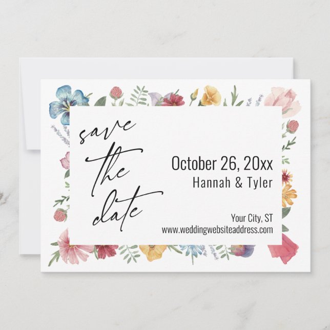 Save The Date Peint couleur aquarelle Meadow Fleur sauvage (Devant)