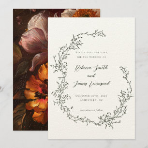 Save The Date Peinture de la couronne botanique Mariage d'olivie