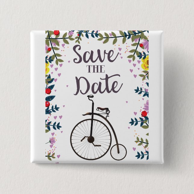 Save the Date Penny Farthing Button (Vorderseite)