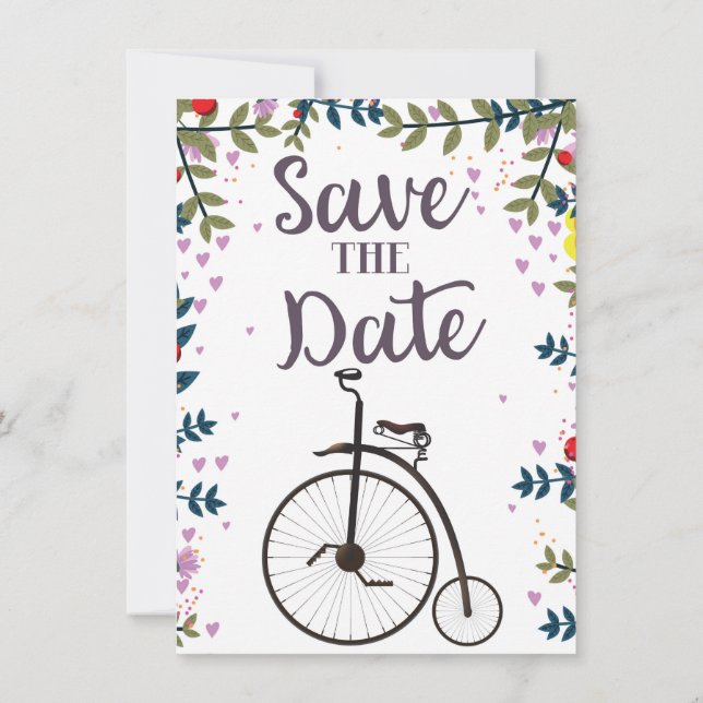 Save the Date Penny Farthing Einladung (Rückseite)