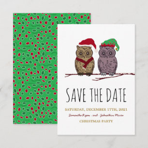 Save The Date Père Noël Owl et Elf Owl Enregistrer la date