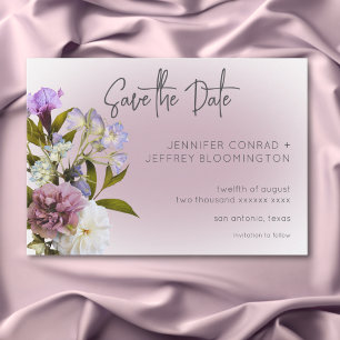 Save The Date Peri White Mauve Floral Mariage moderne