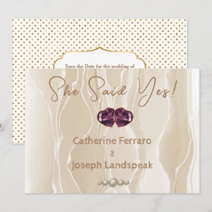 Save The Date Perles blanches de Soie & Crème Pailletée Enregist