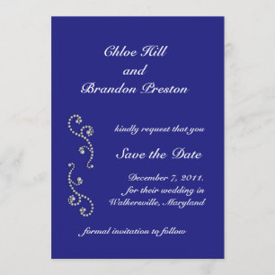 Save The Date Perles et Sapphire Bleu Enregistrer la date