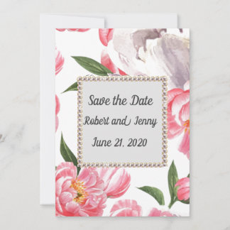 Save The Date Perles florales roses élégantes