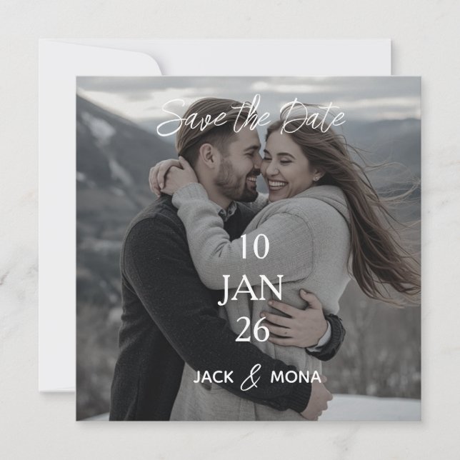 Save the Date Personalisiert Einfache Hochzeit (Vorderseite)