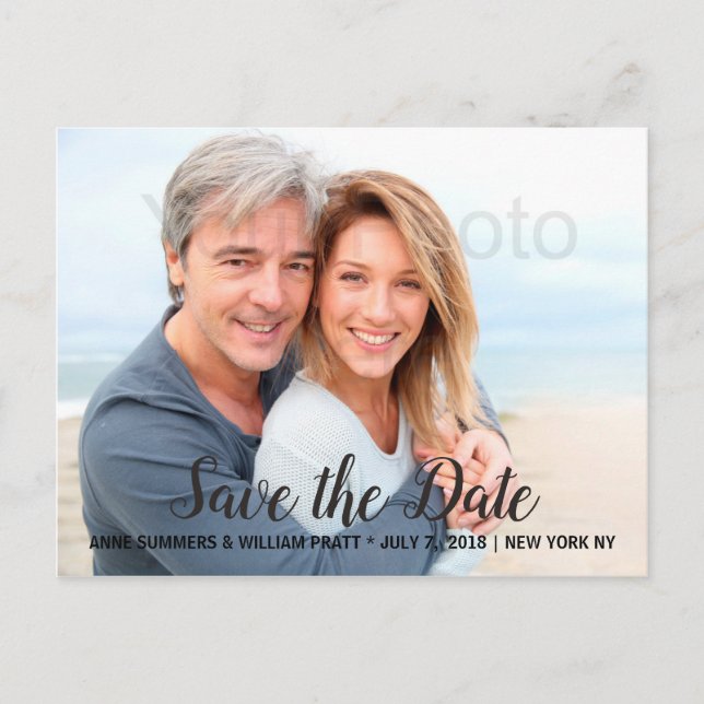 Save the Date, Personalisiert mit Foto, zweiseitig Ankündigungspostkarte (Vorderseite)