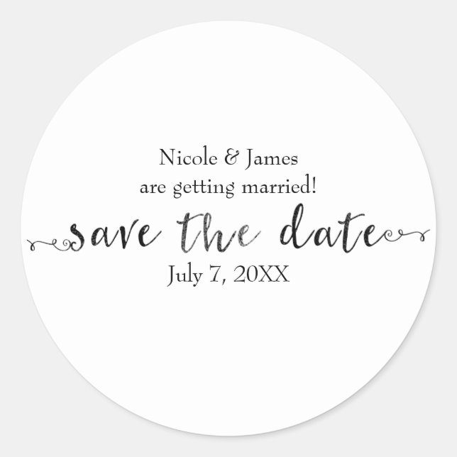 Save the Date, Personalisiert Runder Aufkleber (Vorderseite)