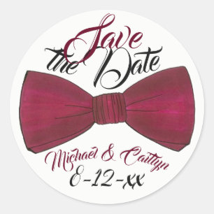 Save the Date Personalisierte Hochzeitsgroom Bowti Runder Aufkleber