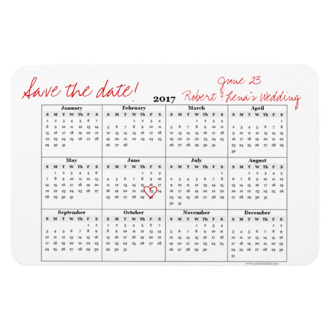Save the Date Personalisierter Kalenderzeitplan Magnet (Horizontal)