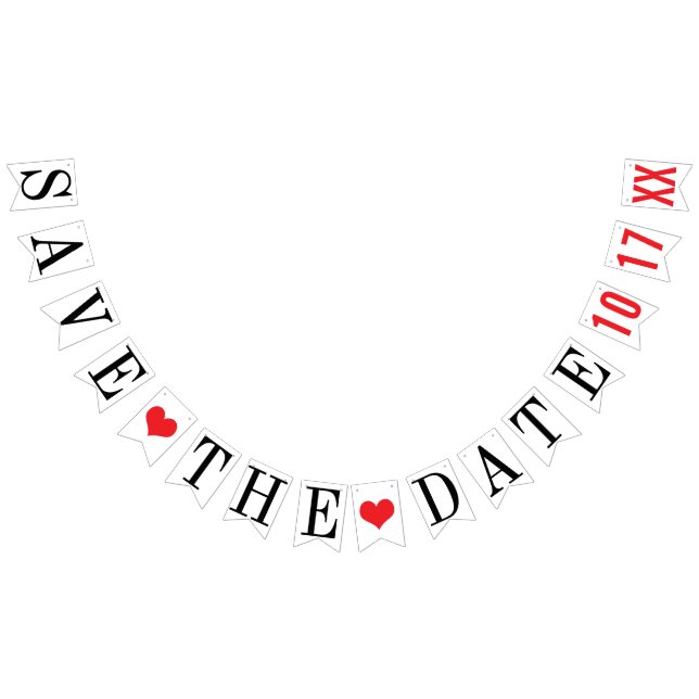 SAVE THE DATE: PERSONALISIERTER ZEITPUNKT WIMPELKETTE (Alle)