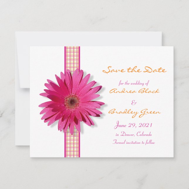 Save The Date Personnalisable Gerbera Rose Daisy Enregistrer la  (Devant)