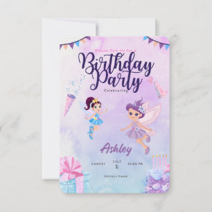 Save The Date Personnaliser Anniversaire de enfant des fées rose