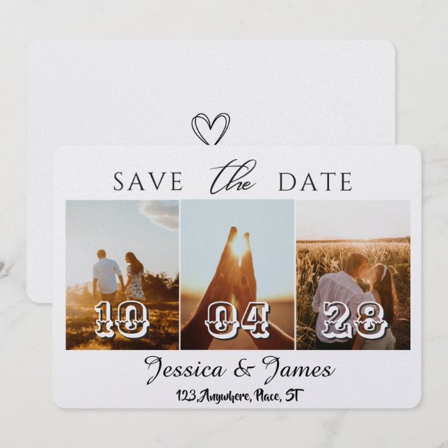 Save The Date Personnaliser la photo Enregistrer la date personn (Devant / Derrière)