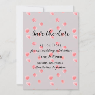 Save The Date Pétales de rose rose cendré clair