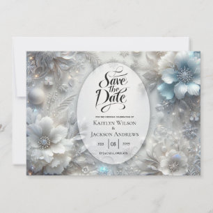 Save The Date Pétales neigeux en Mariage de fleurs congelées