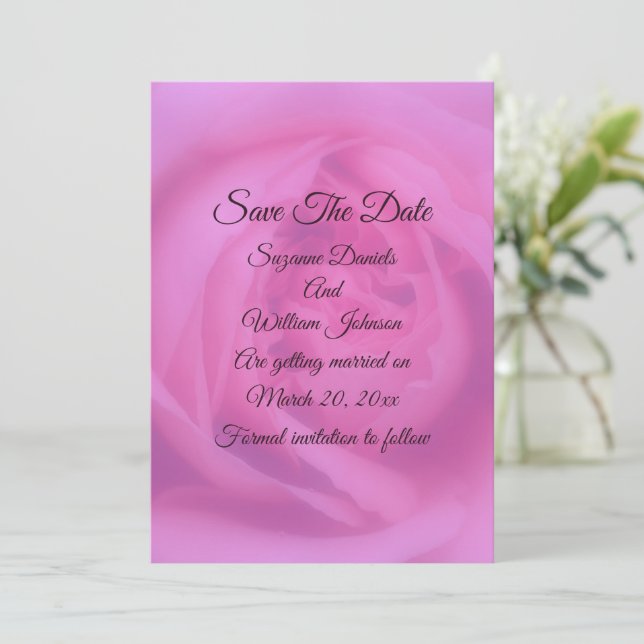 Save The Date Pétales rose rose Mariage floral (Debout devant)