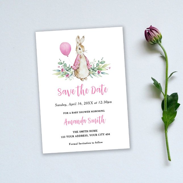 Save The Date Peter Rabbit Baby shower rose (Créateur téléchargé)