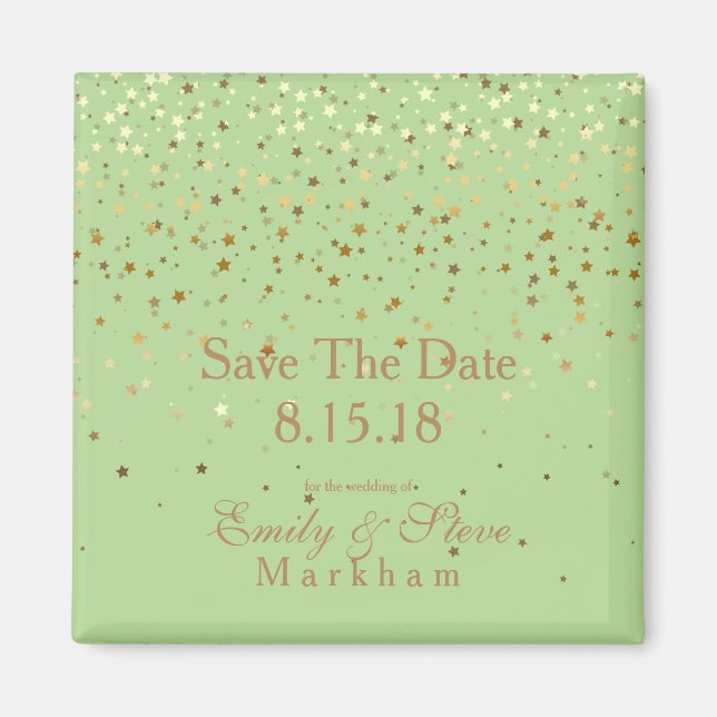 Save the Date Petite Golden Stars Magnet-Apple Magnet (Vorne)